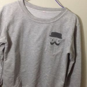 Grey mustache pocket Sweatshirt